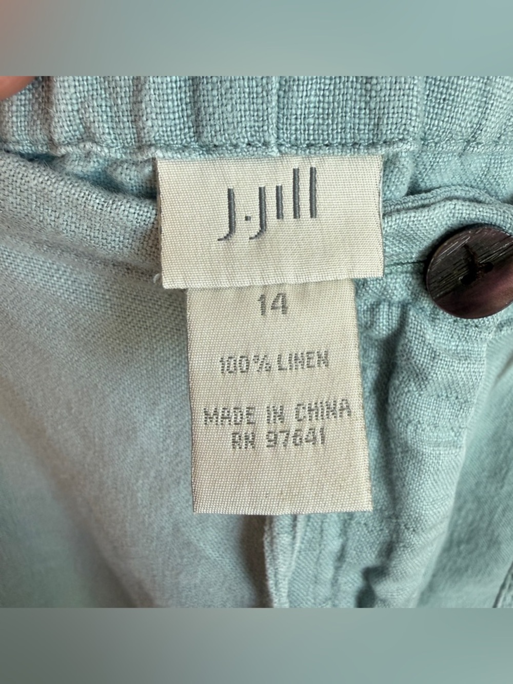 J. Jill 100% Linen Drawstring Wide Leg Pants Size 14 — Blue Summer Resort - Picture 5 of 9